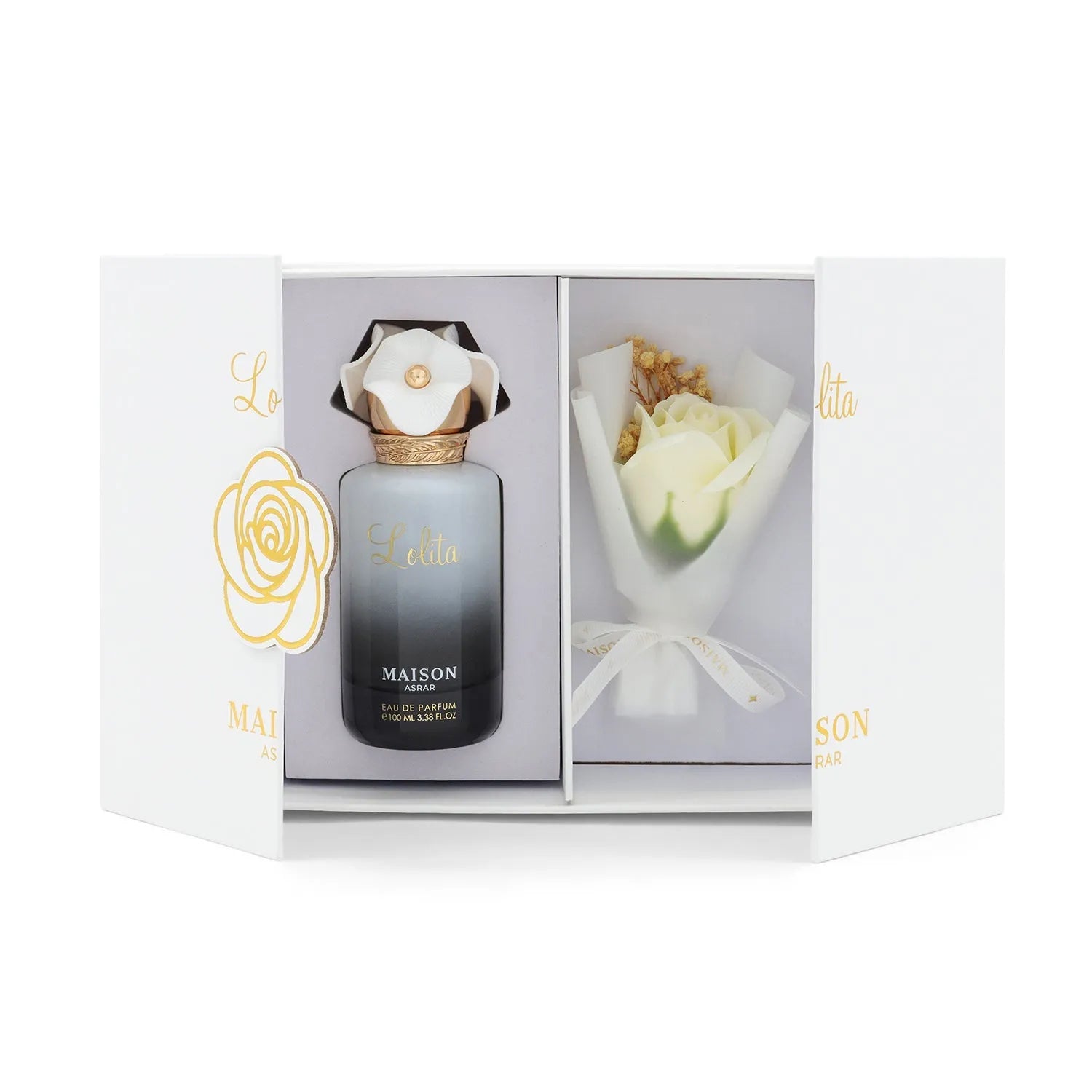 Long lasting perfume – Lolita 100ml Eau de Parfum by Maison Asrar with floral woody notes of red fruits, jasmine, vanilla, musk, and patchouli.